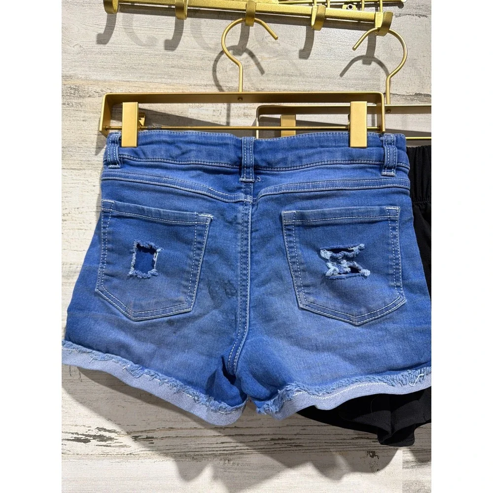 Beautees Justice Shorts Bundle Girls 12/14 Blue Black Distressed Active GUC*
